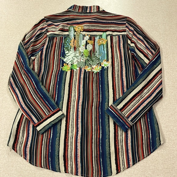 Andree by Unit Beautiful Cactus Embroidered Blouse Women’s Medium Multicolored - Picture 1 of 10